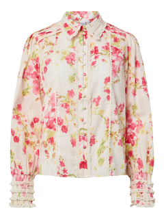 Yassomelli Ls Shirt - Birch Red Flowers