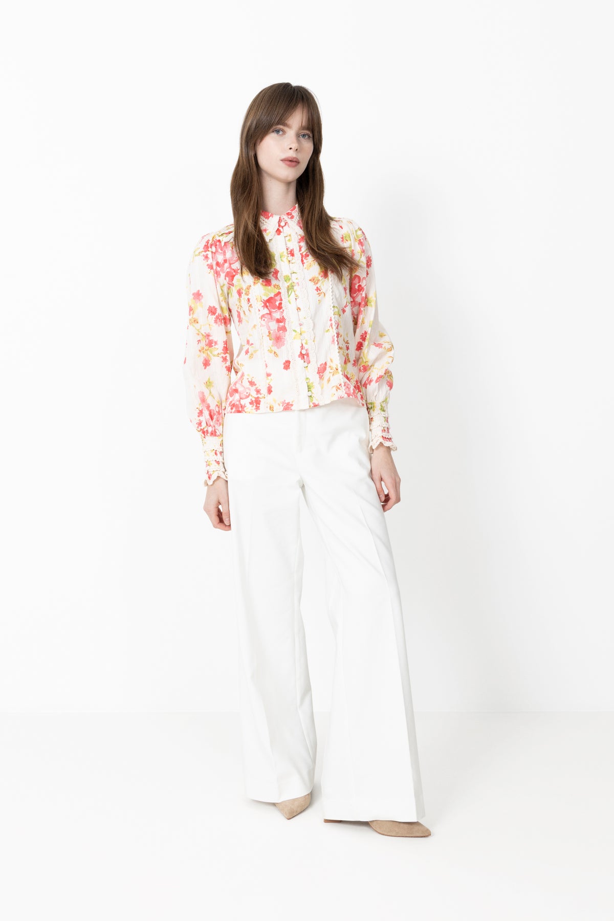 Yassomelli Ls Shirt - Birch Red Flowers