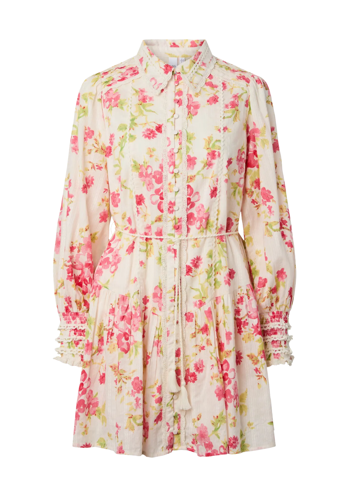 Yassomelli Ls Shirt Dress - Birch Red Flower
