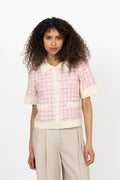 Yaslivia Ss Knit Cardigan - Birch Rose Violet/Ballerina