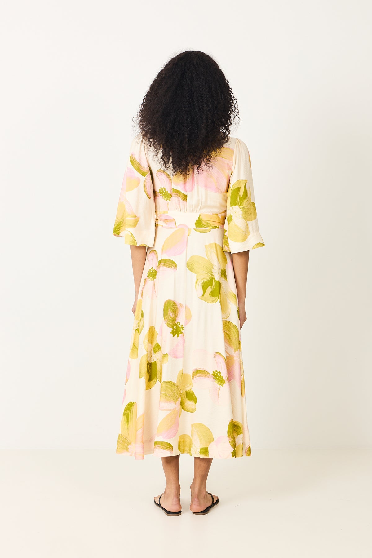 Yasmarga 3/4 Wrap Long Dress - Pristine Marga Aop