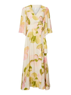Yasmarga 3/4 Wrap Long Dress - Pristine Marga Aop