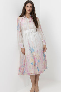 Yasflorence Ls Long Dress - Pristine Florence Aop