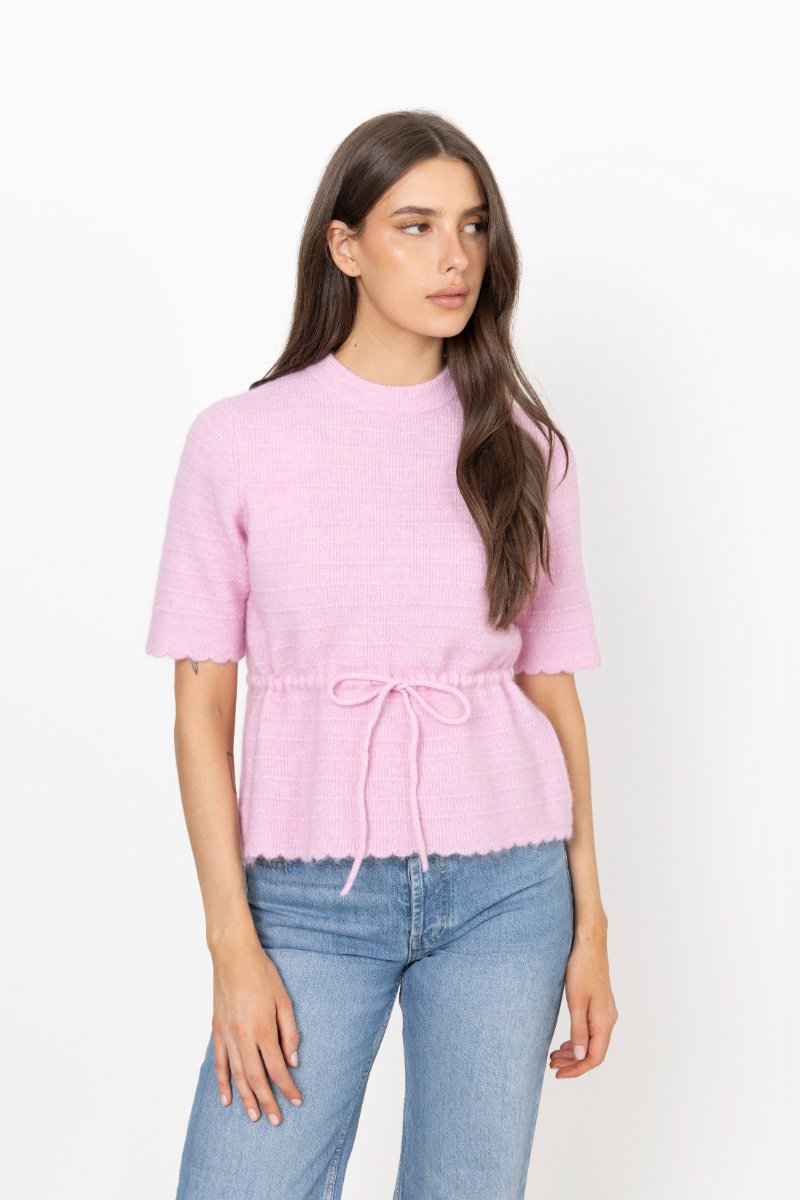 Yasthellis Ss Knit Pullover - Pink Lady