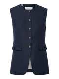 Yasagana Linen Blend Waistcoat - Navy Blazer