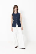 Yasagana Linen Blend Waistcoat - Navy Blazer