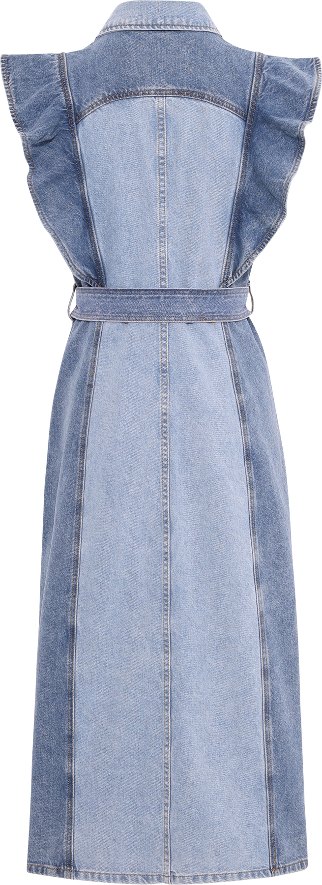 Yascawi Sl Denim Long Dress - Medium Blue Denim Light Blue Denim Blocking
