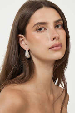 Small Crescent Hoops - Silver/Ab