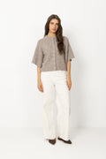 Amaya Fluffy Knit Cardigan - Beige Melange