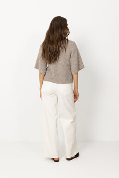 Amaya Fluffy Knit Cardigan - Beige Melange