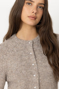 Amaya Fluffy Knit Cardigan - Beige Melange