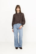 Petrine Embroidery Blouse - Dark Brown