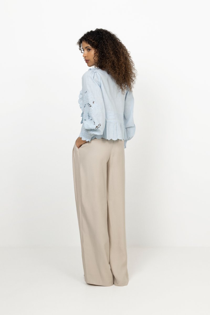 Petrine Embroidery Blouse - Light Blue