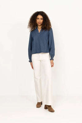 Emmeline Denim Blouse - Dark Blue