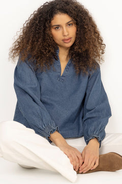Emmeline Denim Blouse - Dark Blue
