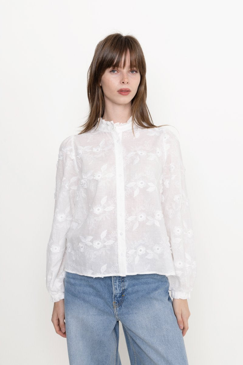 Oda Deco Emb Shirt - White
