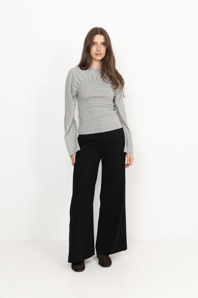 Kaiba Knit Blouse - Light Grey Melange