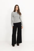 Kaiba Knit Blouse - Light Grey Melange