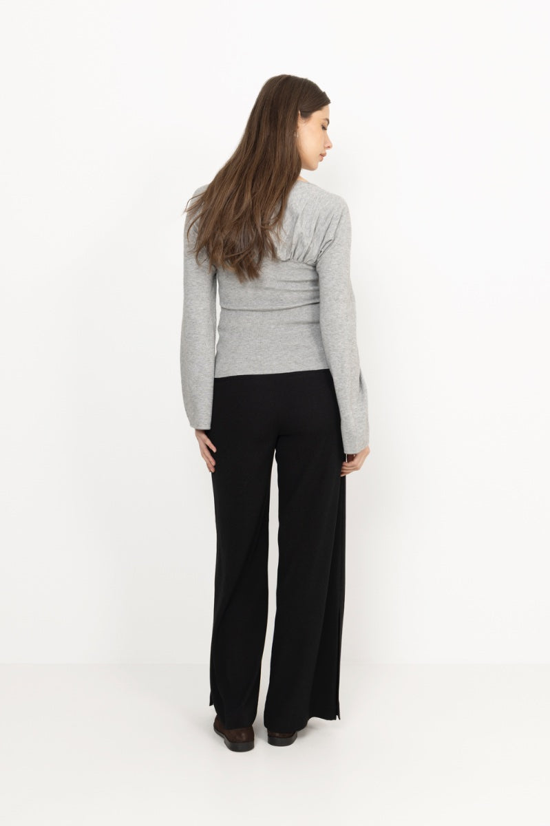 Kaiba Knit Blouse - Light Grey Melange