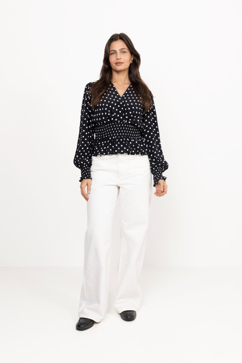 Tamona Crepe Dot Blouse - Black