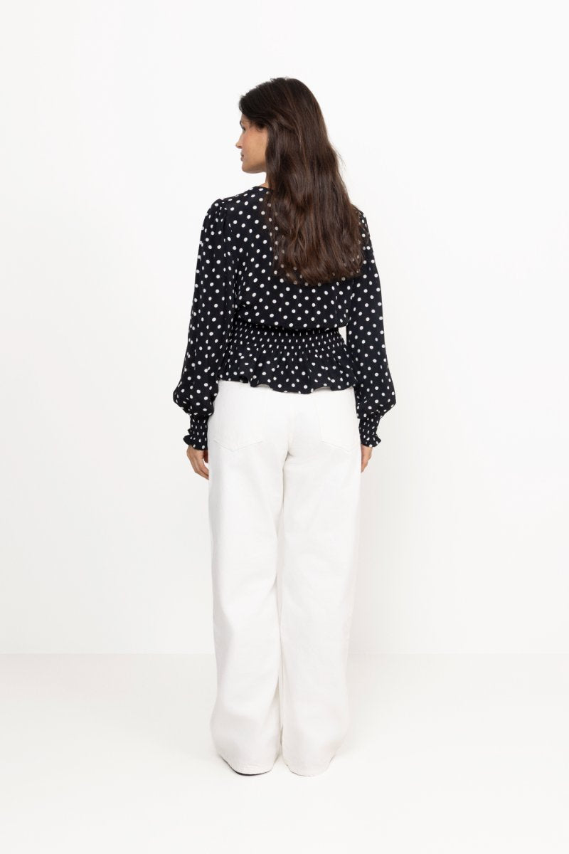 Tamona Crepe Dot Blouse - Black