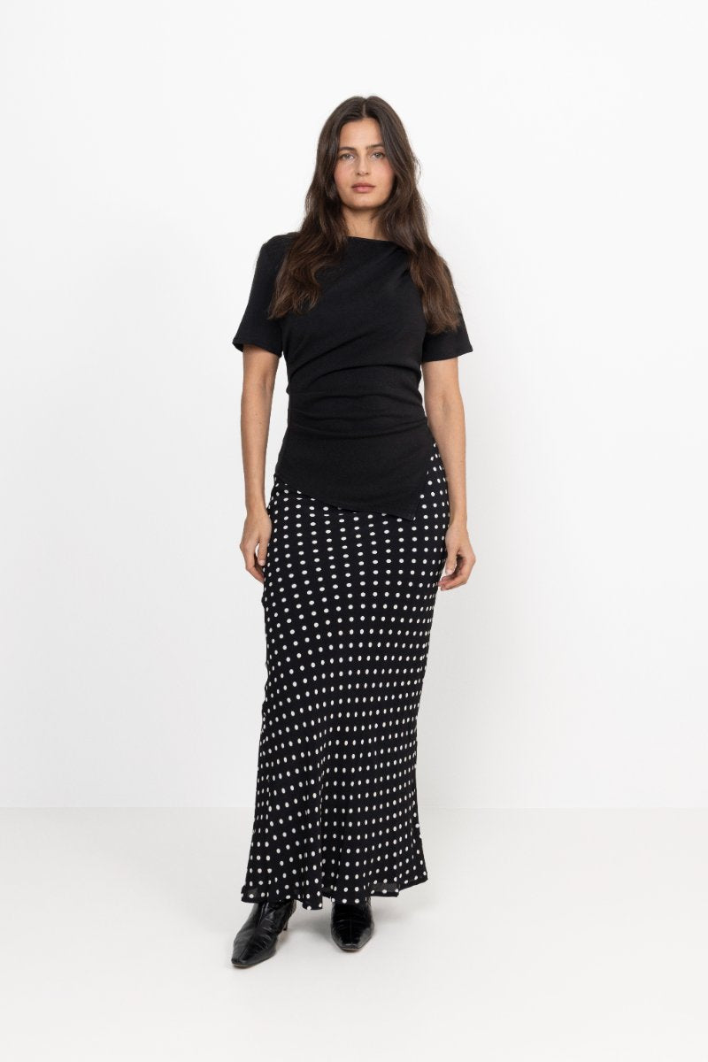 Viso Crepe Dot Skirt - Black