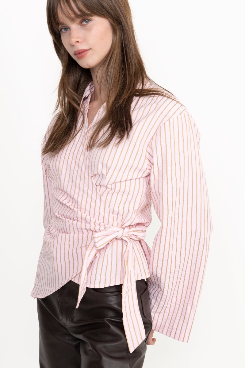 Tifuna Stripe Wrap Shirt - Light Pink