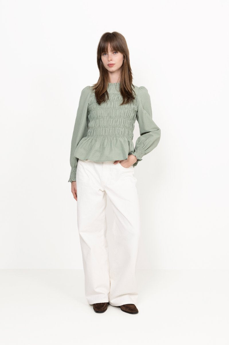 Possa Stripe Blouse - Dusty Green