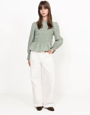 Possa Stripe Blouse - Dusty Green