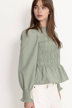 Possa Stripe Blouse - Dusty Green