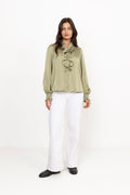 Zamola Blouse - Dusty Army