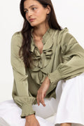 Zamola Blouse - Dusty Army