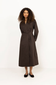 Ottana Poplin Dress - Chocolate Brown