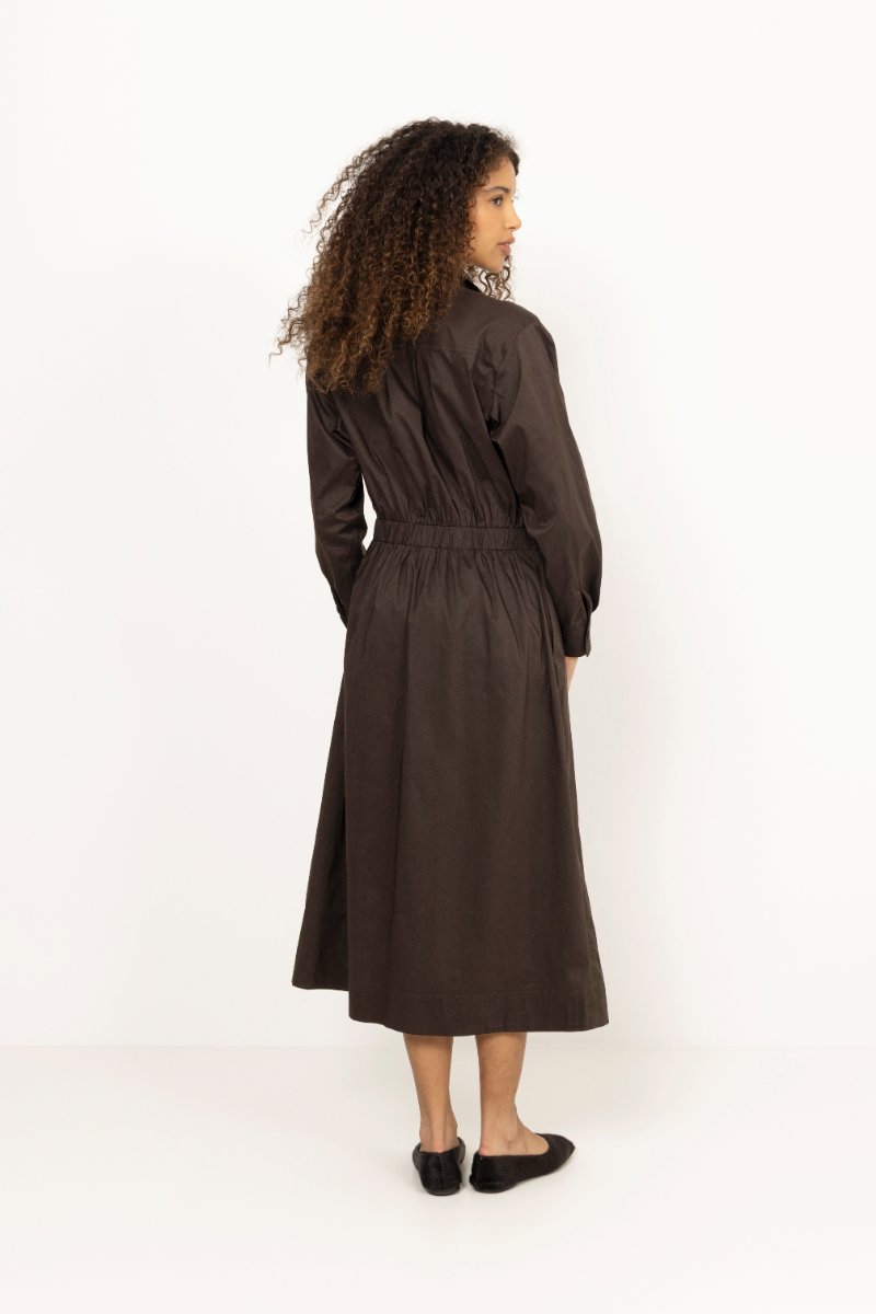 Ottana Poplin Dress - Chocolate Brown