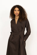 Ottana Poplin Dress - Chocolate Brown