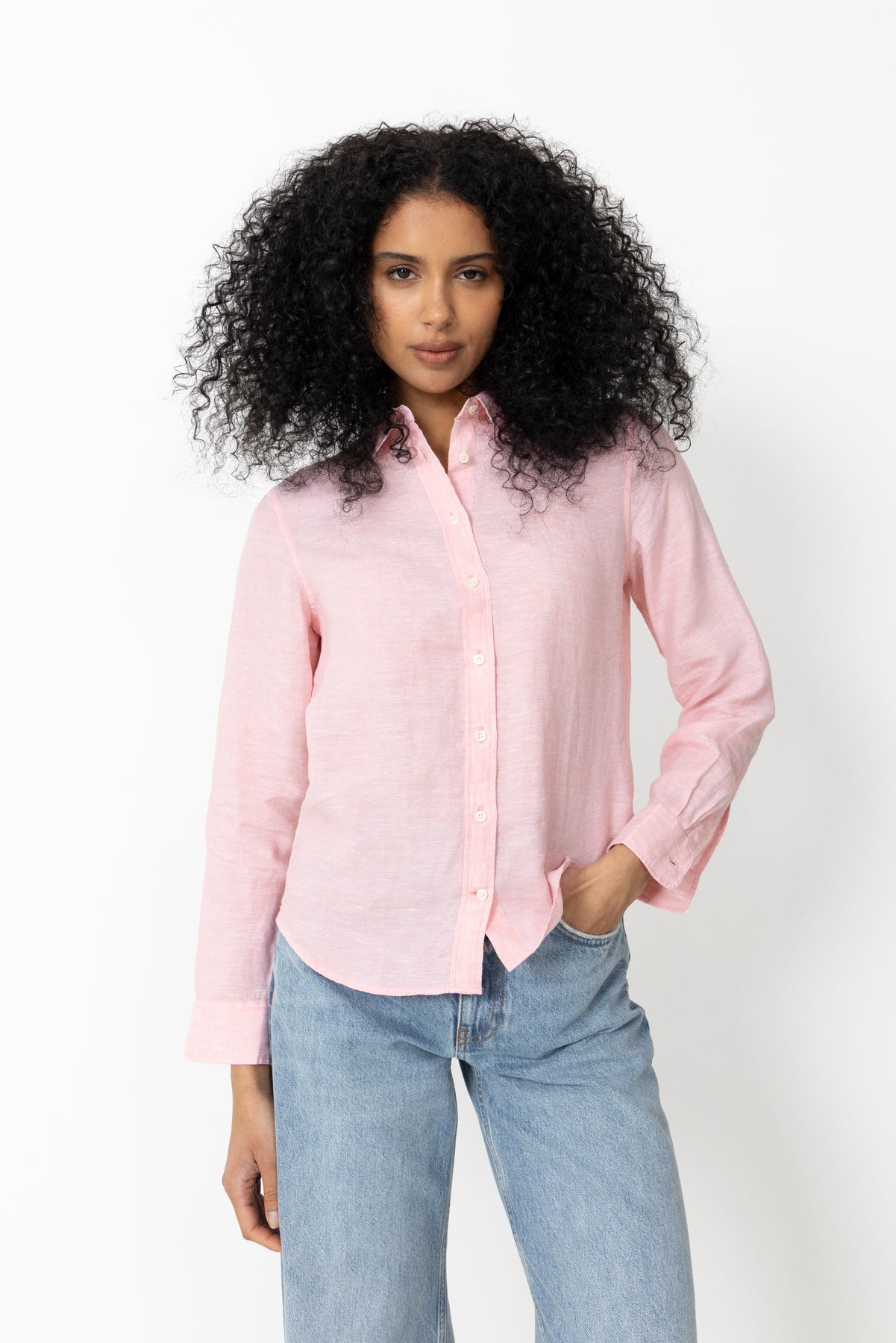 Reg Linen Ls Shirt - Lilly Pink