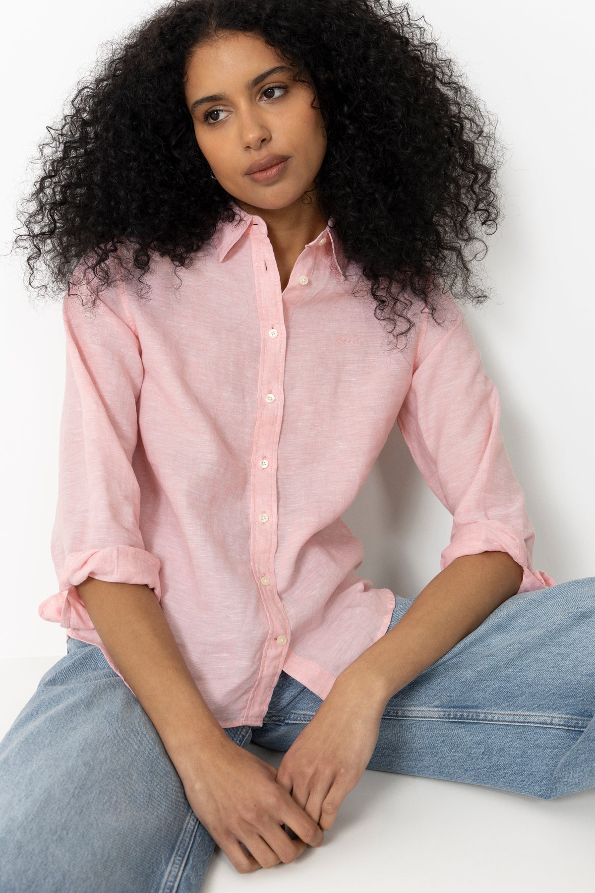 Reg Linen Ls Shirt - Lilly Pink