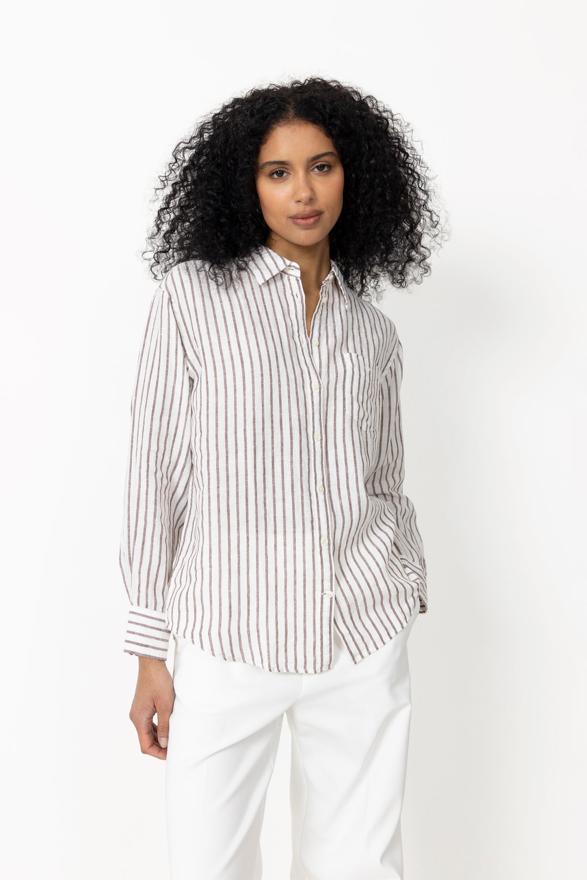 Rel Striped Linen Ls Shirt - Fresh Soil