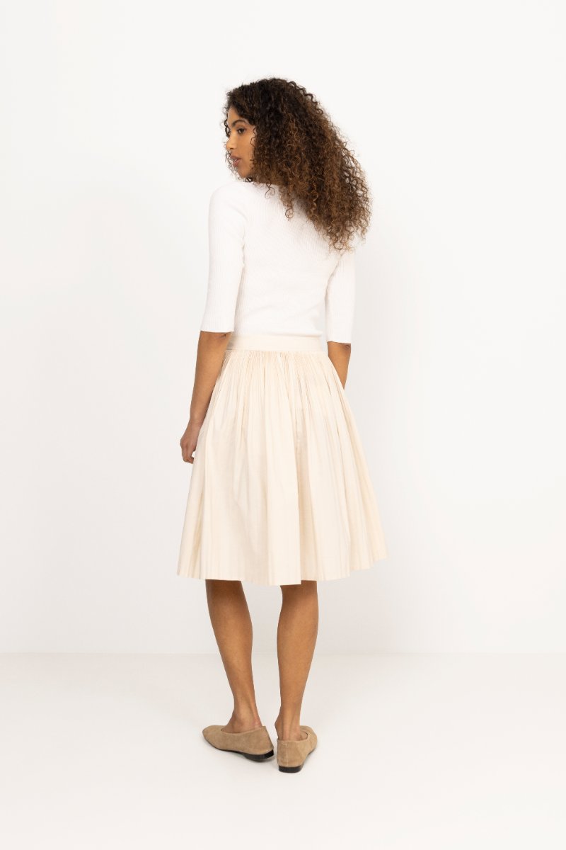Ctn Pleated Skirt - Creamed White