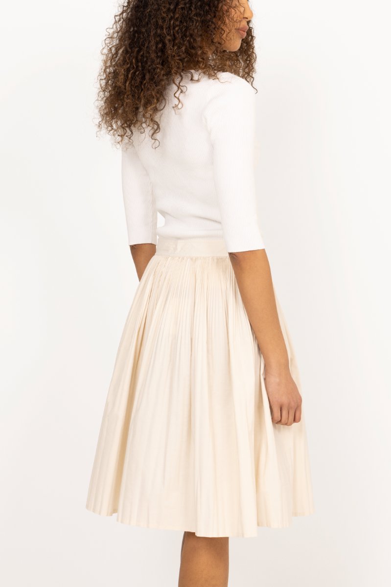 Ctn Pleated Skirt - Creamed White