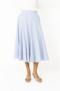 Stripe Ctn Panel Midi Skirt - Hydrangea Blue