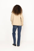 Short Cotton Blend Car Coat - Oat Beige