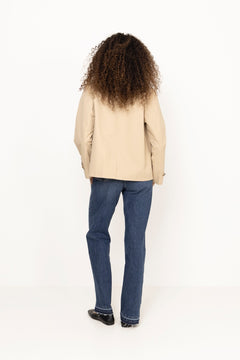 Short Cotton Blend Car Coat - Oat Beige