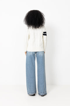 Gant Varsity Cable Cardigan - Eggshell