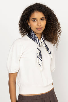 Monogram Print Silk Scarf - Evening Blue