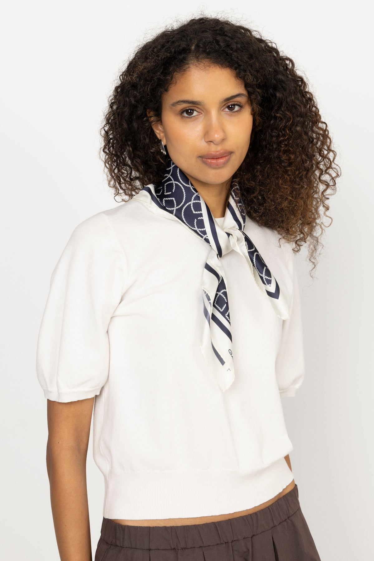 Monogram Print Silk Scarf - Evening Blue