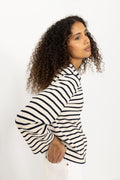 Breton Crewneck Long Sleeve - Cream Navy Stripe