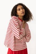 Breton Crewneck Long Sleeve - Cream Red Stripe