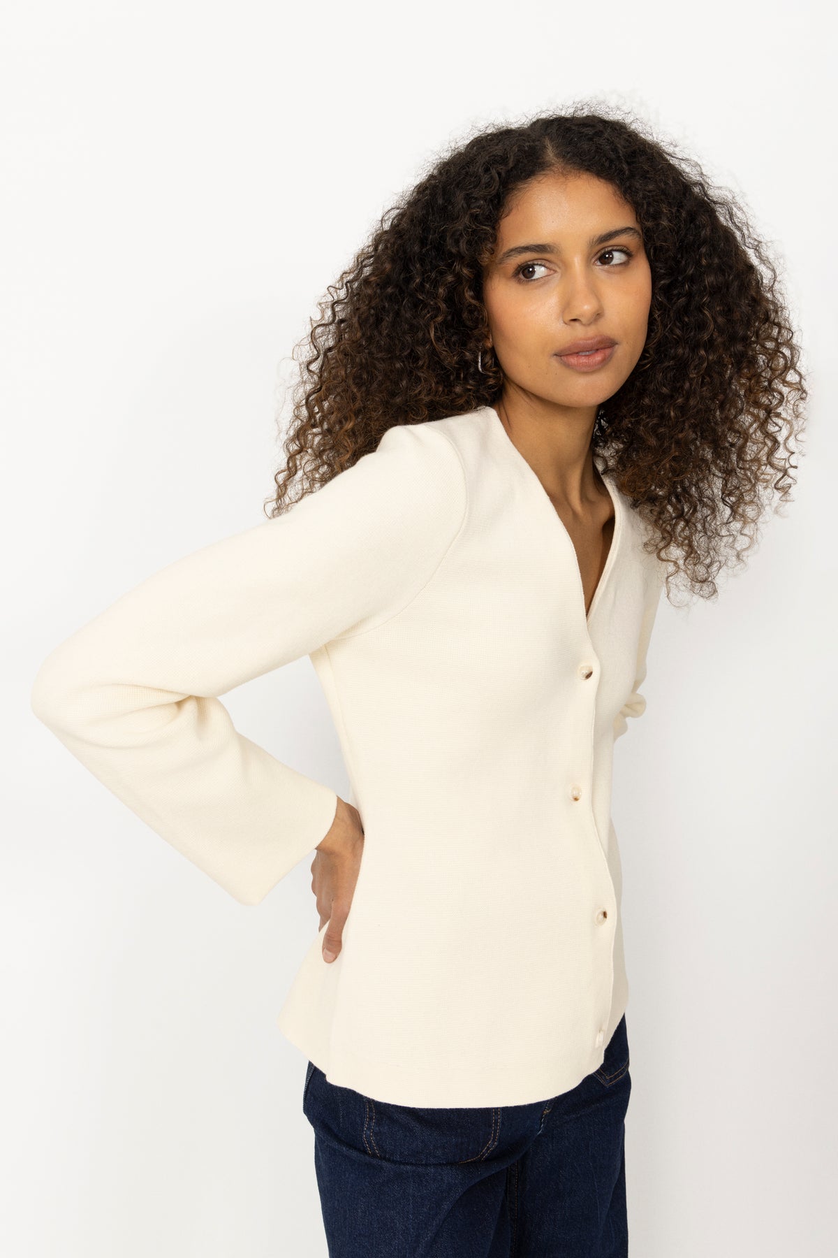 Milano V-Neck Cardigan - Macadamia