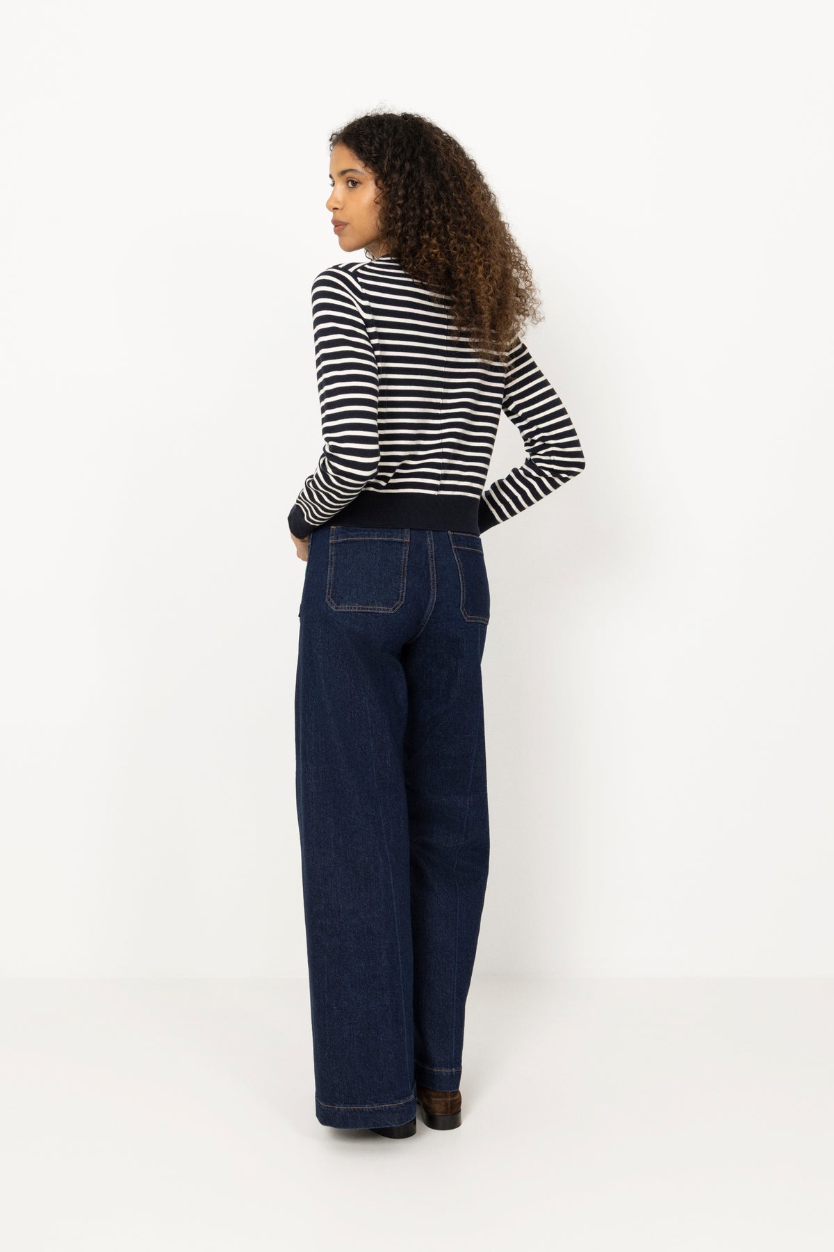 Cotton Cashmere Cardigan - Cream Stripe